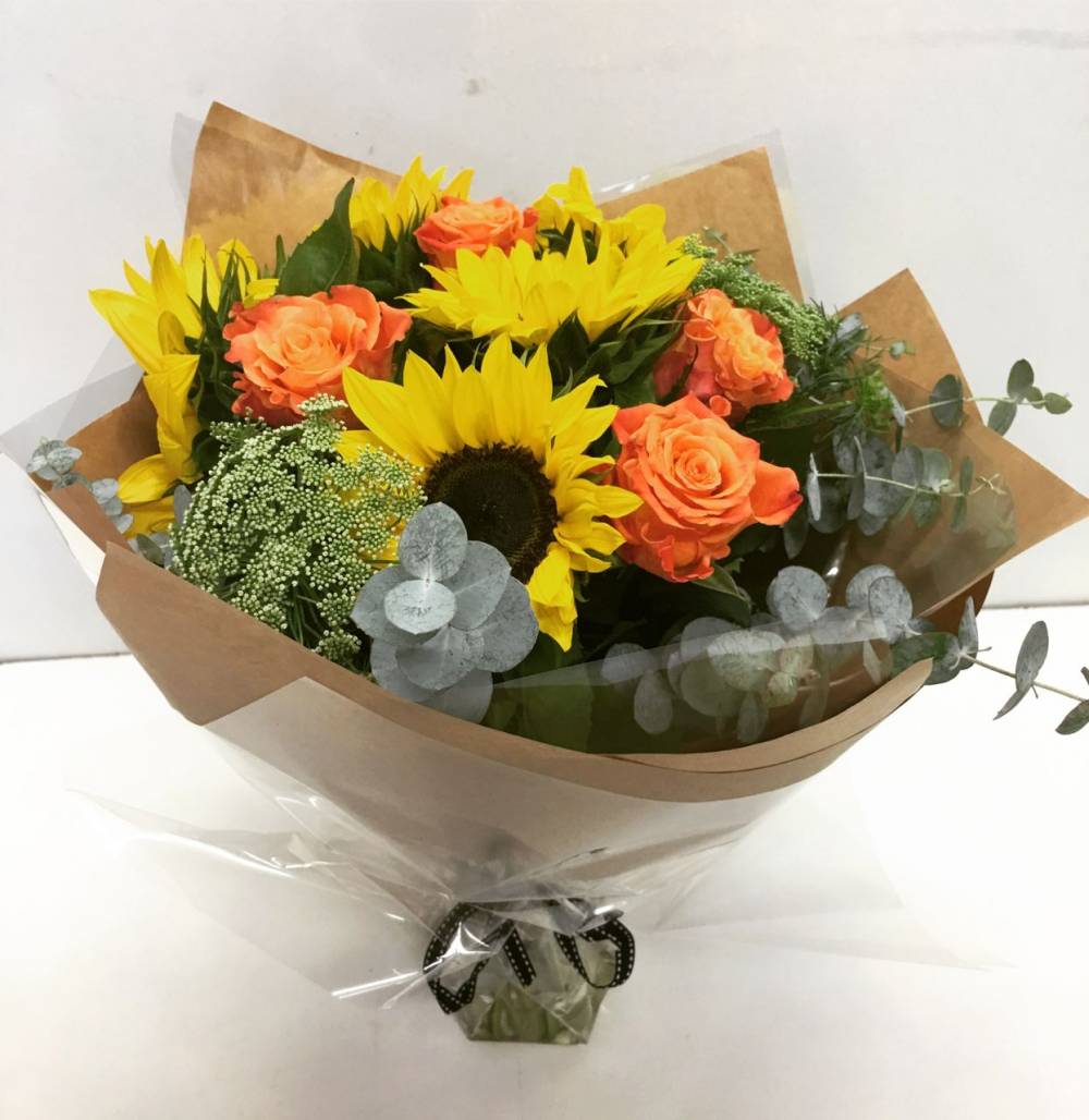 Bouquet of Flowers bright warm colors for delivery on the Sunshine Coast