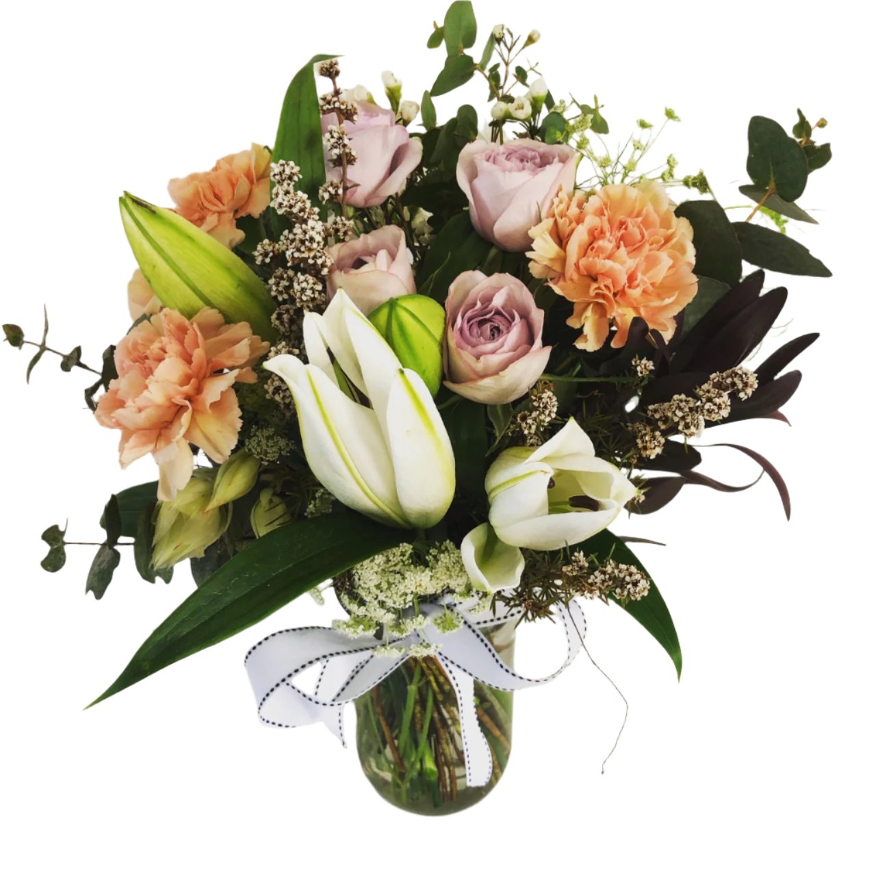 soft pretty flowers in a vase for sunshine coast flower delivery