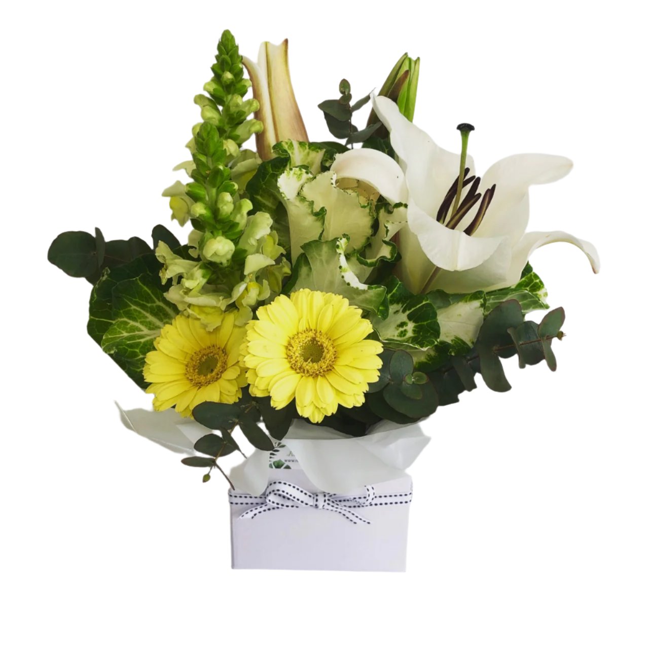 box of flower in soft pastel tones for delivery on the Sunshine Coast