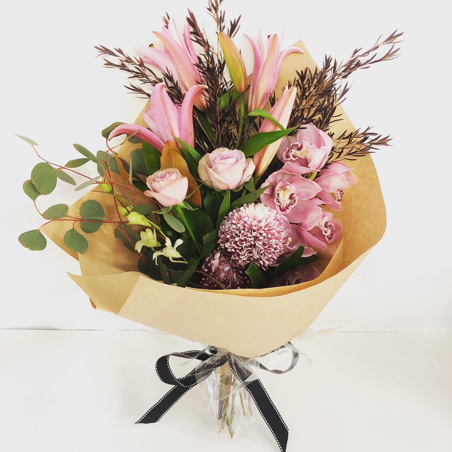 Bouquet of flowers mix varieties wrapped for flower delivery on the Sunshine coast 